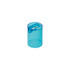 A transparent blue tube sharpener with a small blade, designed for sharpening pencils.