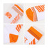 Crew woven sport socks in white and orange, featuring various patterns and stripes, with a logo present on the design.