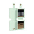 A square folding pocket mirror in mint green with two reflective surfaces and a fastening tab.