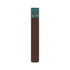 A brown and teal custom PU bookmark featuring two brass snaps at the top and a smooth finish.