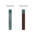 A custom PU bookmark featuring engraved and debossed designs in blue and brown colours, with decorative elements.