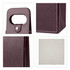 A wine bottle bag in dark purple with a handle, featuring stitched detailing and a square base.