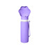 A drink bottle in purple with a collapsible flower-shaped bowl at the top and a white base. Features a branding logo.