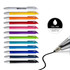 A collection of Octave Gel Ink Pens in various vibrant colours, featuring a sleek design and silver accents.