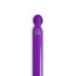 A purple gel ink pen with a rounded top and a logo, featuring a sleek, shiny design.