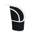 A black expandable pencil case with white accents and a zip closure, featuring a sleek curved design.
