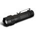 A sleek black torch with a textured grip, featuring a clip for easy attachment. It has a rounded head for focused light.