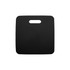 A black promotional stadium seat cushion with a handle for easy carrying. Features a smooth surface and simple design.