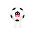 A squishy stress relief sport ball featuring a white soccer ball design with black patches and feet.