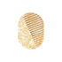 A portable acetate hair comb in a creamy beige colour, featuring a wavy, shiny surface and fine teeth.