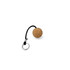 A cork ball keyring featuring a round cork ball with a black strap and silver keyring attachment.