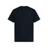 A black men's essential tee, featuring a simple design and a classic fit, with a logo on the back.