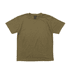 An olive green T-shirt with a classic fit and a small logo label on the neckline.