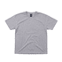 A grey t-shirt with a round neckline, short sleeves, and a simple design. It has a label on the inside.