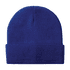 Acrylic rollup beanie hat in a vibrant royal blue, featuring a folded cuff and a branding logo.