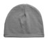 A grey fleece beanie hat with a seamless design, featuring a plain style and no visible branding.