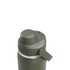 A drink bottle in olive green with a screw-top lid and a handle, featuring a logo on the side.