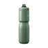 A drink bottle in a sleek, matte green finish with a branding logo on the side.