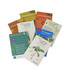 A collection of various seed packets in different colours, featuring plant illustrations and a logo in the corner.