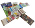 Five stick bookmarks featuring various colourful designs, including vegetable seeds and dining themes, laid out in a fan shape.
