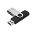 A black and silver swivel USB flash drive with a metal clip and USB connector.