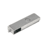 A silver metal swivel drive flash drive with a sleek design and a branding logo on one side.