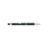 A black metal pen with silver accents and a textured grip. It features a branding logo.