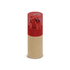 A pencil tube containing red coloured pencils with a sharpener on top, featuring a clear red lid and a brown base.