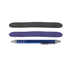 A pen pouch in black and purple with a silver pen, featuring a logo on the pen.