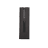 A black recycled cardboard pen pouch with a clear plastic pen inside, featuring a simple branding logo.