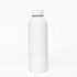 A drink bottle in white, featuring a double wall design and a rounded cap, with a logo on the front.