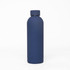 A drink bottle in navy blue with a sleek, matte finish and a rounded top. It features a logo on the side.