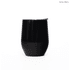 A drink bottle in gloss black with a smooth, curved design and a lid, featuring a subtle branding logo.