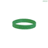A green silicone wristband featuring a debossed logo.