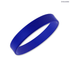 A blue silicone wristband with a smooth finish, featuring a plain design and no visible branding.