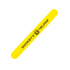 A yellow silicone slap-band with a logo and text printed on it.
