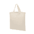 A neutral-toned tote bag with short handles and a simple design. The bag has a logo on the front.