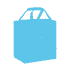 A blue 20 litre non-woven cooler bag with two sturdy handles and a front pocket. It has a logo or branding.