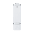 A white USB flash drive with a silver trim and a small indicator light. It features a branding logo.