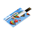 A credit card-sized flash drive featuring colourful hot air balloons against a blue sky background. It has a logo.