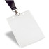 A clear PVC pocket portrait with a black strap, designed for holding identification badges.