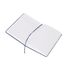A5 notebook with a navy blue cover, featuring lined pages and a matching elastic band closure.