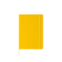 A5 notebook in bright yellow, featuring a smooth cover and an elastic band for secure closure.