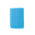 A drink bottle cooler in bright blue neoprene with a smooth finish and a branded logo.