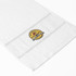A large white cotton gym towel with a circular logo featured prominently on the side.