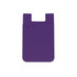 A purple wavy silicone phone wallet featuring a slot for cards and a minimalist design. It has a logo on the surface.