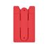 A red phone wallet with a simple, sleek design and a central slot for card storage. It has a logo on the surface.
