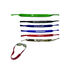 A selection of sunglasses straps in green, black, blue, red, and camouflage, featuring various logos.