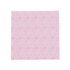 A large pink microfibre cleaning cloth featuring a floral pattern, edged with a zigzag design.