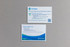 Two seed paper postcards, featuring a textured white surface with colours green and blue, and a logo on the top card.